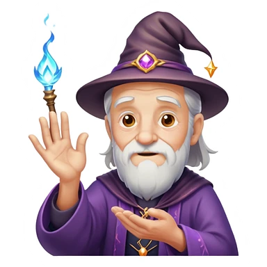 old man casting a magic spell with sparkles and magic effects sticker