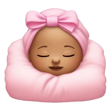 sleeping baby with pink bow on head sticker