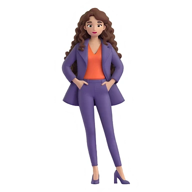 Trendy fashionable woman with long curly hair wearing chic clothes sticker