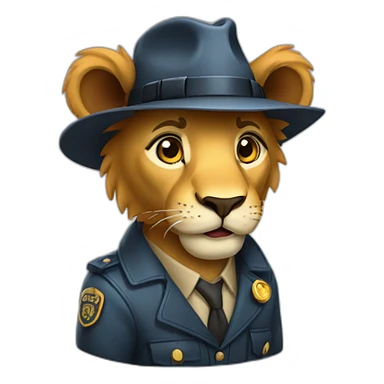 lion detective very excited sticker