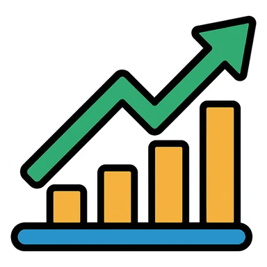 stock chart with green arrow up sticker