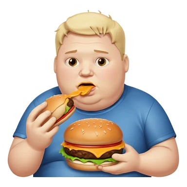 really fat obese man eating a burger messily sticker