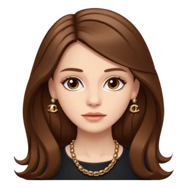 girl with long brown hair wearing channel sticker