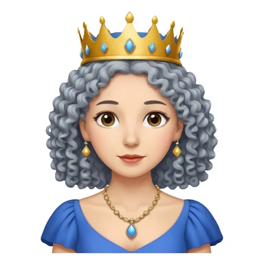 gray curly hair ladies with necklace and crown, with blue dress sticker