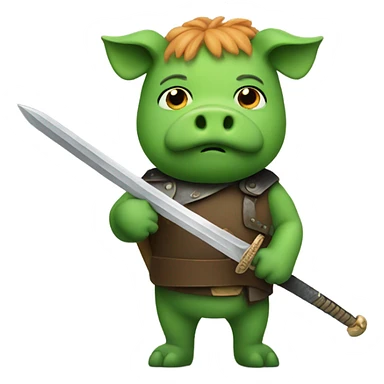 Green pig with a sword sticker