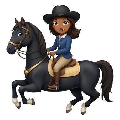 Brown girl on black shire horse  sticker