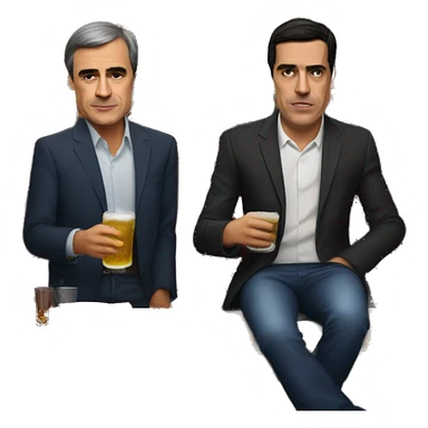 pedro sanchez con peter grifin en un bar tenebroso sticker