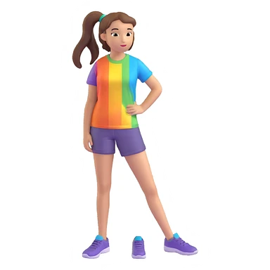 niña con coleta, con camiseta colorida sticker