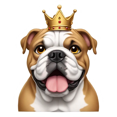 English bulldog with a crown sticker