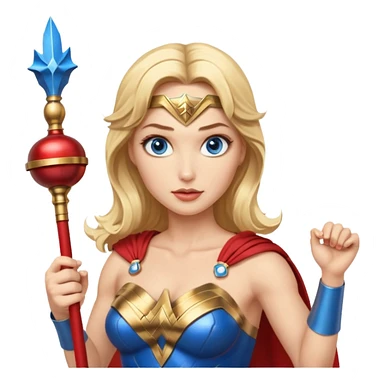 Blonde blue eyes Wonder Woman holding bell and baton sticker