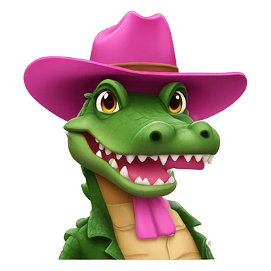 Alligator wearing a pink cowboy hat sticker