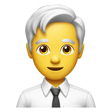 yellow skin man typing on white keyboard on desk wearing white button down shirt front view sticker