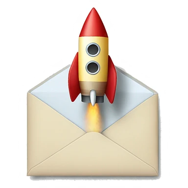 Rocket and an envelope with #00bab3 sticker