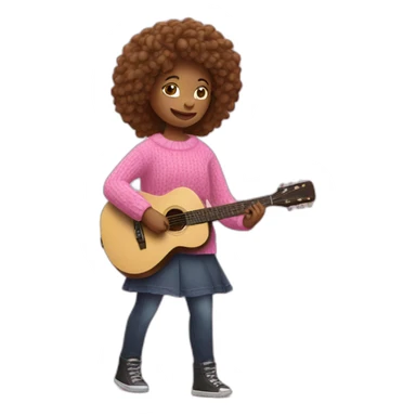 girl playing guitar in pink sweater sticker