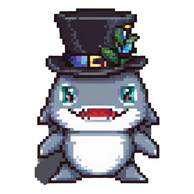 shark with a top hat sticker