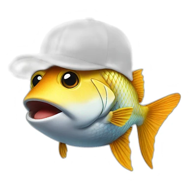 fish with a cap and airpods sticker