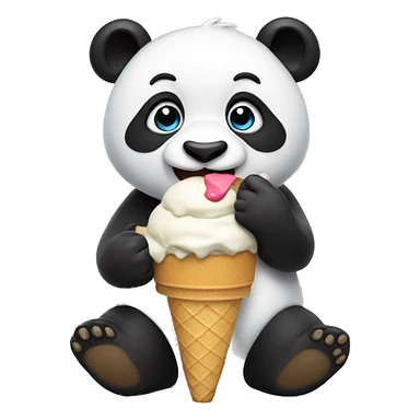 Panda eating ice cream sticker