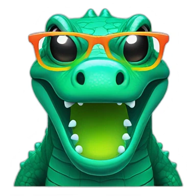 Neon Crocodile with glasses sticker