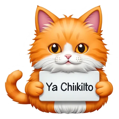 A cat holds a sign with the inscription "Ya chikatilo" sticker