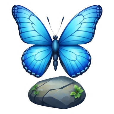 blue butterfly on rock sticker