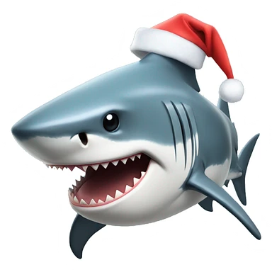 Shark with a christmas hat sticker