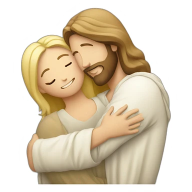 Jesus hugging a blonde woman  sticker