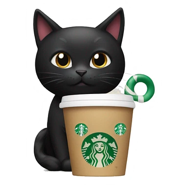Black cat holding a Starbucks holiday cup sticker