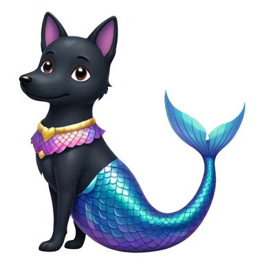 Black dog with mermaid tail sticker
