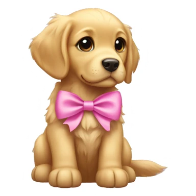 golden retriever puppy wearing a pink bow  sticker
