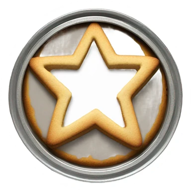 Circle cookie in metal tin with star shaped cutout in the middle sticker