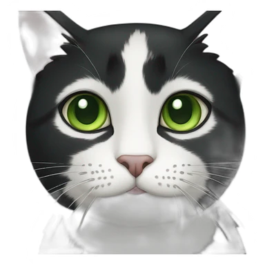 happy tuxedo cat green eye whole body sticker
