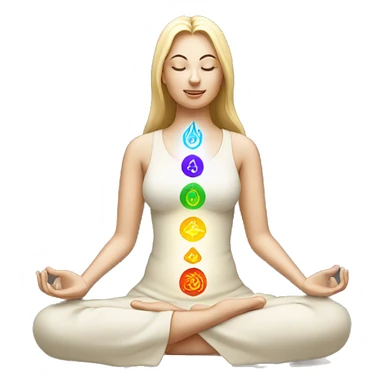 Light lady with 7 chakra symbols meditating mudra sticker