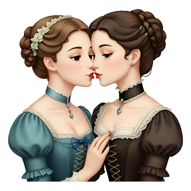 lesbian kiss between victorian women sticker