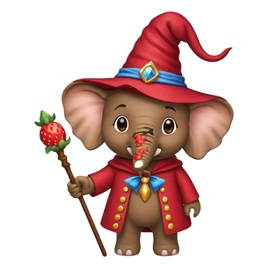 Elephant strawberry wizard sticker