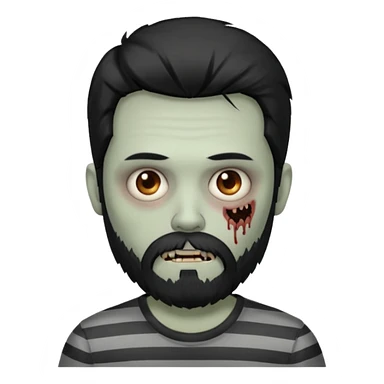 zombie in stripe gray  men long hair & bearded sticker