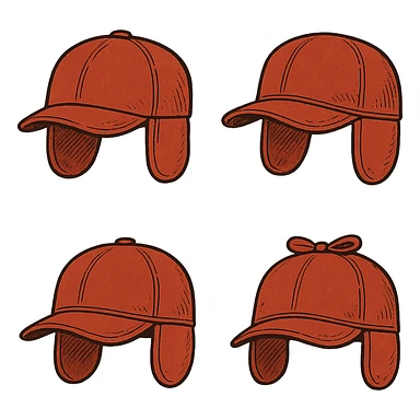 red hunting hat, simple and recognizable, various angles and styles sticker