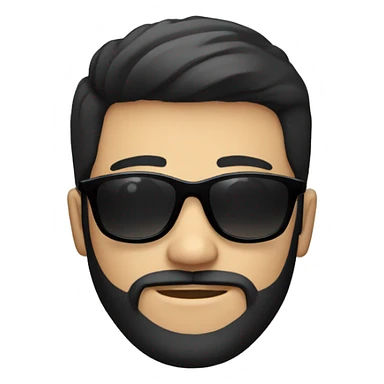 white young man with beard, black hairy, wearing sunglasses sticker