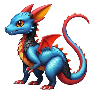 Cute Exotic Shiny Colorful Guilmon-Salandit-Umbreon-Charmeleon-Fakémon-hybrid-creature (full body)  sticker