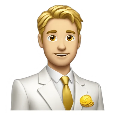 Posh-man-with-white-suit-holding-golden-coins sticker