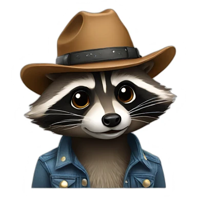 raccoon in a cowboy hat sticker