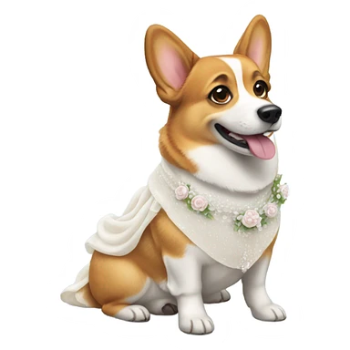 Corgi wearing wedding dress sticker
