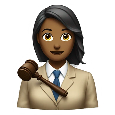 A woman lawyer with a gavel beside her sticker