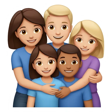 family of 5 hugging each other sticker