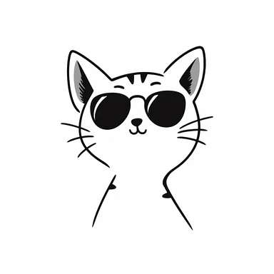 cat with sunglasses, hand drawn doodle style sticker