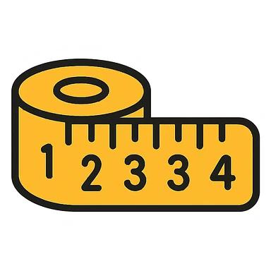 a sewing tape measure, partially unrolled, classic yellow, bold black numbers, minimalistic icon sticker