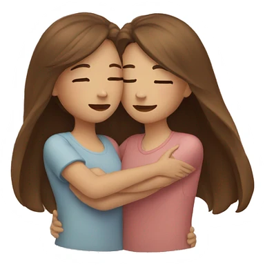 two girl best friends hugging, both with brown hair  sticker