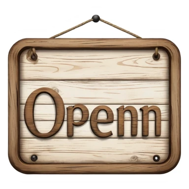 wooden open sign sticker