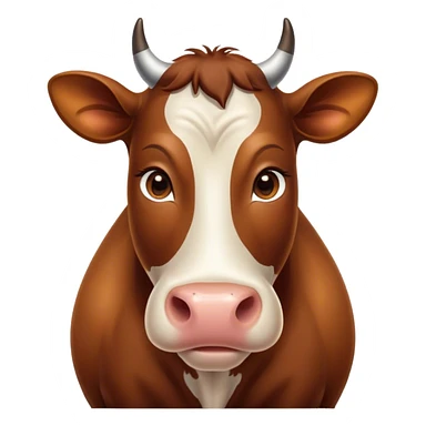 Cinematic Noble Brown Cow Portrait Emoji, Poised and regal, with a large, sturdy build and a smooth, well-groomed deep brown hide, deep-set soulful brown eyes, Simplified yet sharp and sophisticated features, highly detailed, glowing with a soft, dignified glow, high shine, intelligent and calm, stylized with an air of pastoral majesty, focused and attentive, soft glowing outline, capturing the essence of a watchful and confident bovine guardian, so majestic it feels as though it could amble out of the screen with effortless authority! sticker