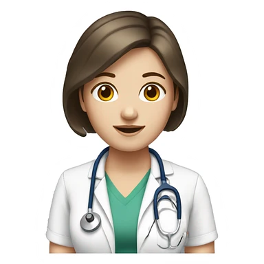 White girl with brunette short hair with stethoscope sticker