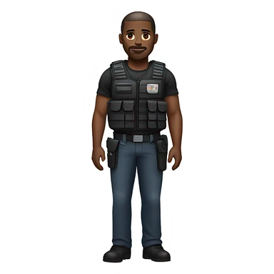 black man standing full body with stab vest  sticker